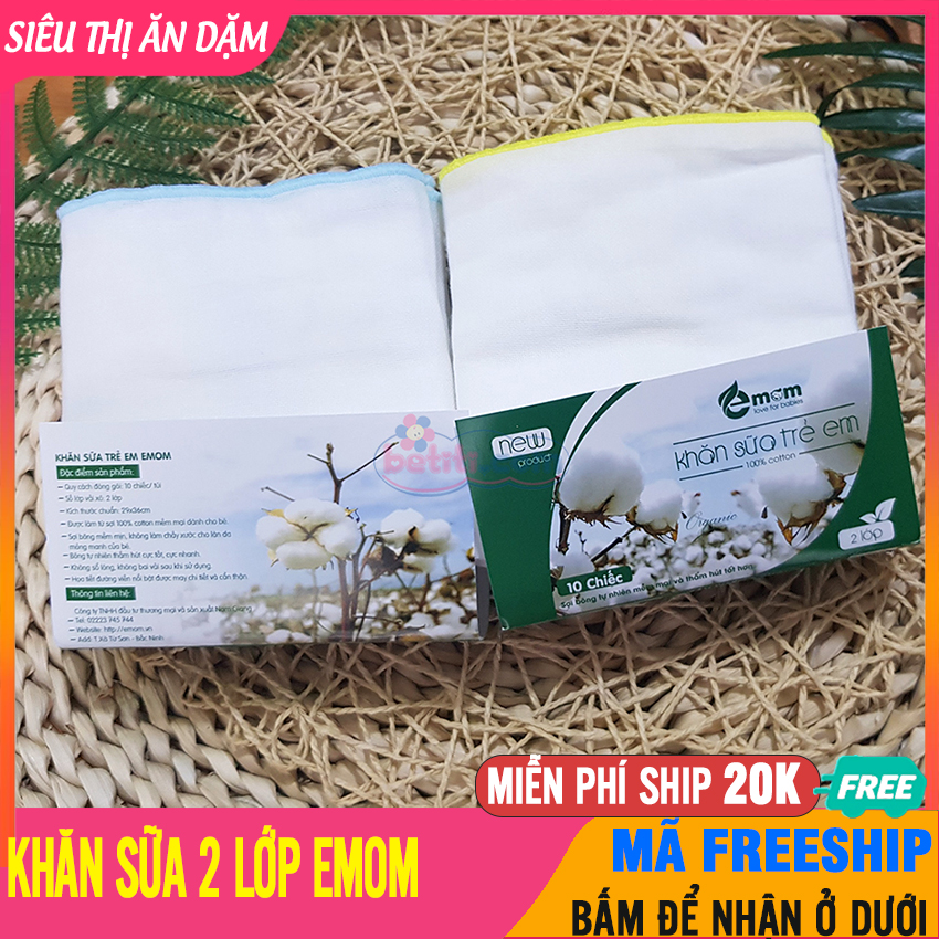 Khăn Sữa 2 Lớp EMOM, 100% Chất Liệu Cotton, Mềm Mại, Siêu Thấm, An Toàn Cho Da Bé - Khan Sưa Cho Bé, Khăn Sữa Cho Sé Sơ Sinh, Khăn Sữa Sợi Tre, Khăn Emom - Khan Sua EMOM 2 Lop - BTT00681