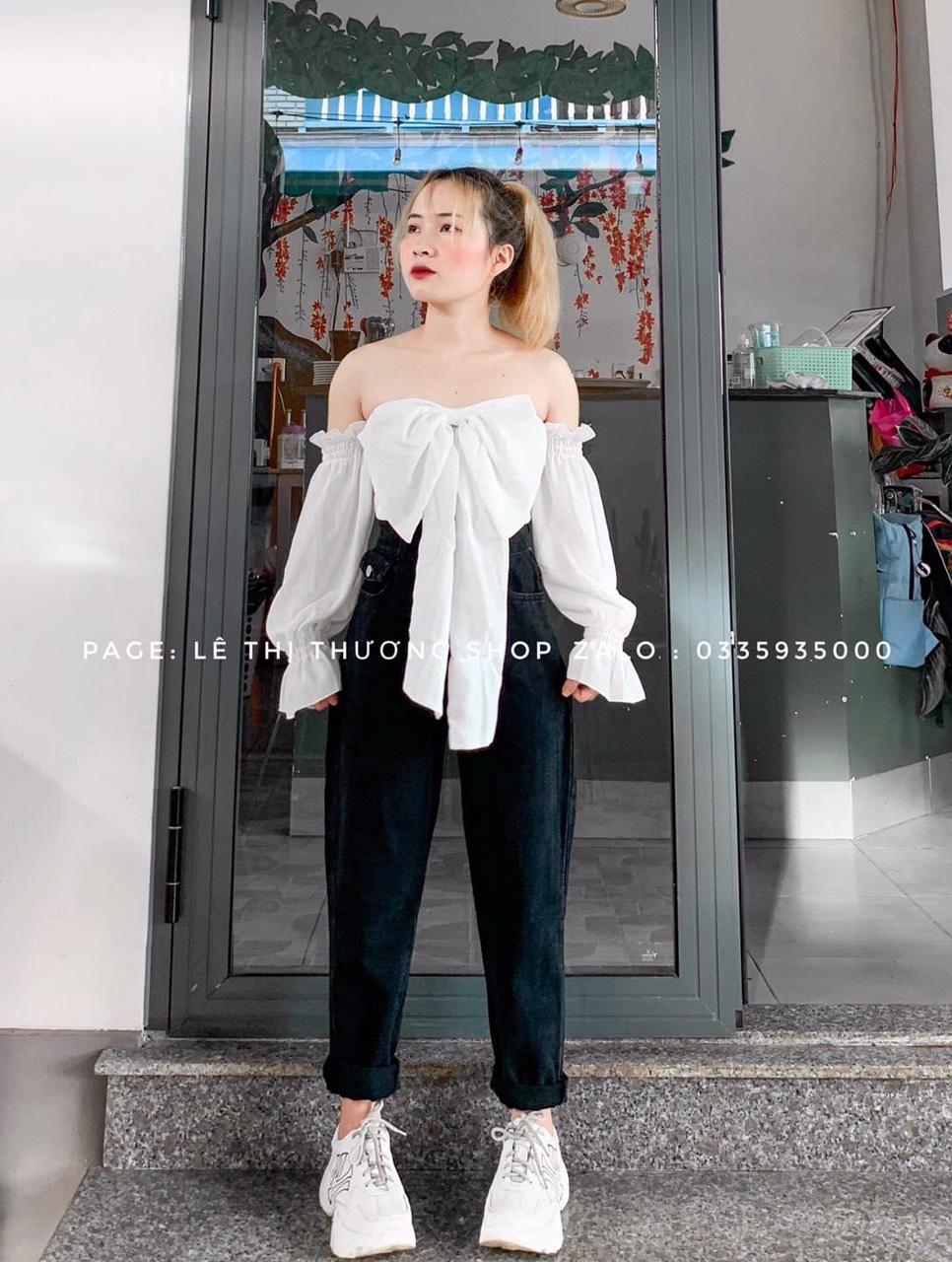 SET BAGGY JEANS TÚI NẮP + ÁO NƠ TO