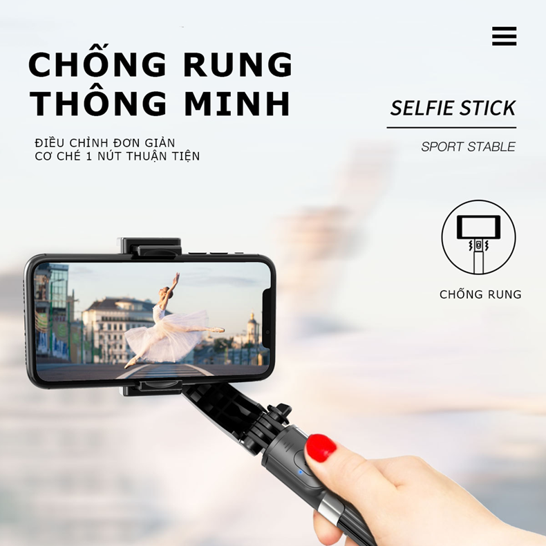 [HCM][Sale Cuối Năm]Tay Cầm Chống Rung Điện Tử Gimbal L08  Có Chân Đỡ Hỗ Trợ Quay Video Youtube …Kết Nối Với Điện Thoại Thông Qua Bluetooth Pin Dung Lượng 450mah Nút Bấm Chụp Từ Xa Chống Cháy Nổ Pin Khả Năng Chống Rung Cực Tốt  Đem Lại Cho Bạn Thoải Mái