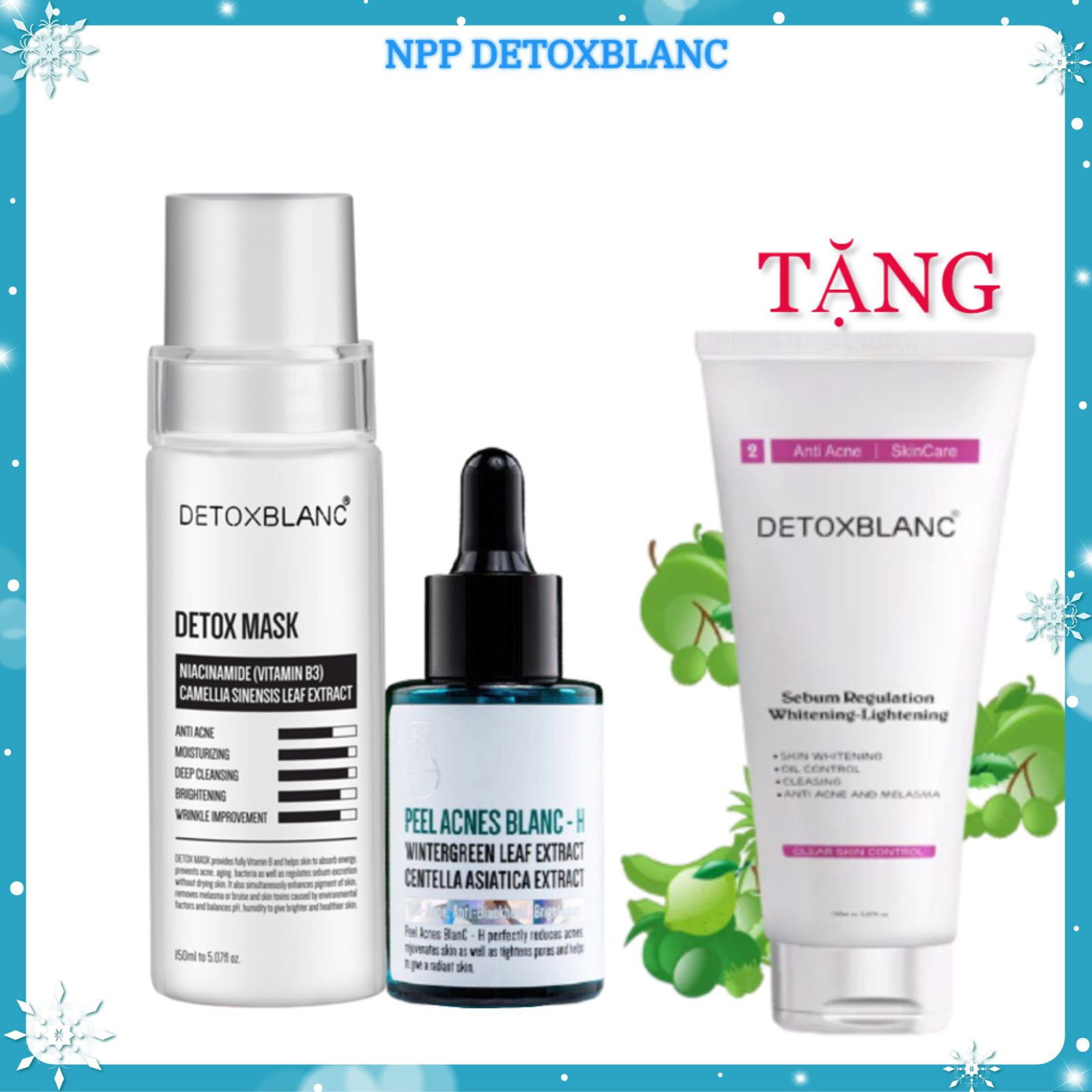 Combo xóa mụn thâm Detox BlanC tặng sữa rửa mặt sinh học
