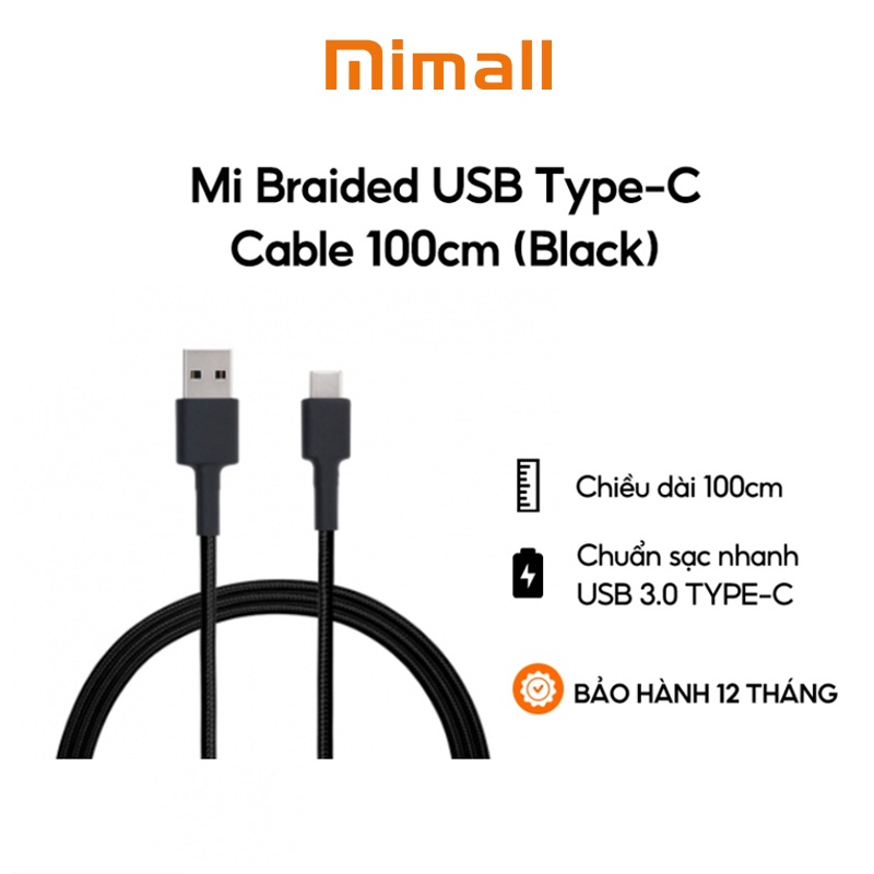 Dây cáp sạc nhanh usb type-c xiaomi 1m cho android - sjv4109gl - hàng chính hãng