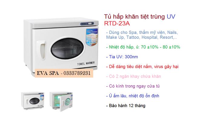 Tủ Hấp Khăn 23A Dùng Cho Spa Có Kính (Có Đèn UV Diệt Khuẩn)