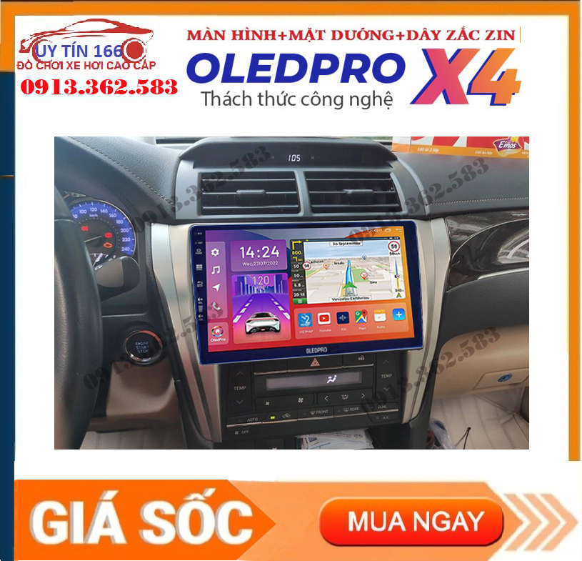 Combo màn hình OLEDPRO X4 kèm mặt dưỡng,dây nguồn zin cho xe TOYOTA CAMRY 2015-2018 - man hinh dvd a