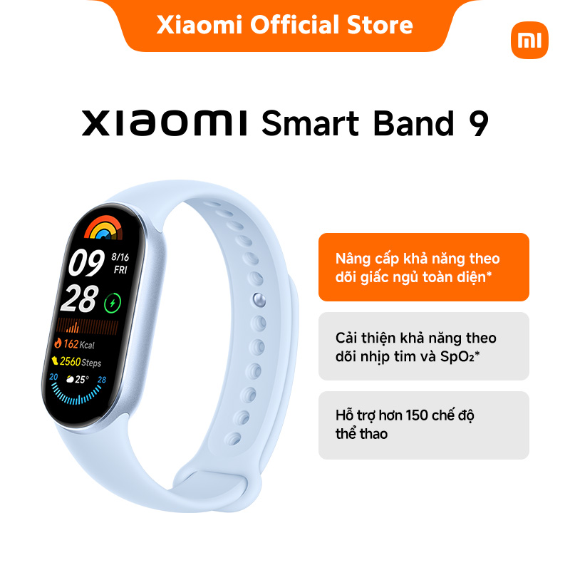 [Khuyến mãi đặc biệt] Vòng đeo tay thông minh Xiaomi Mi Band 9 Blue | Nâng cấp khả năng theo dõi giấc ngủ toàn diện* | Cải thiện khả năng theo dõi nhịp tim và SpO2* | Hỗ trợ hơn 150 chế độ thể thao