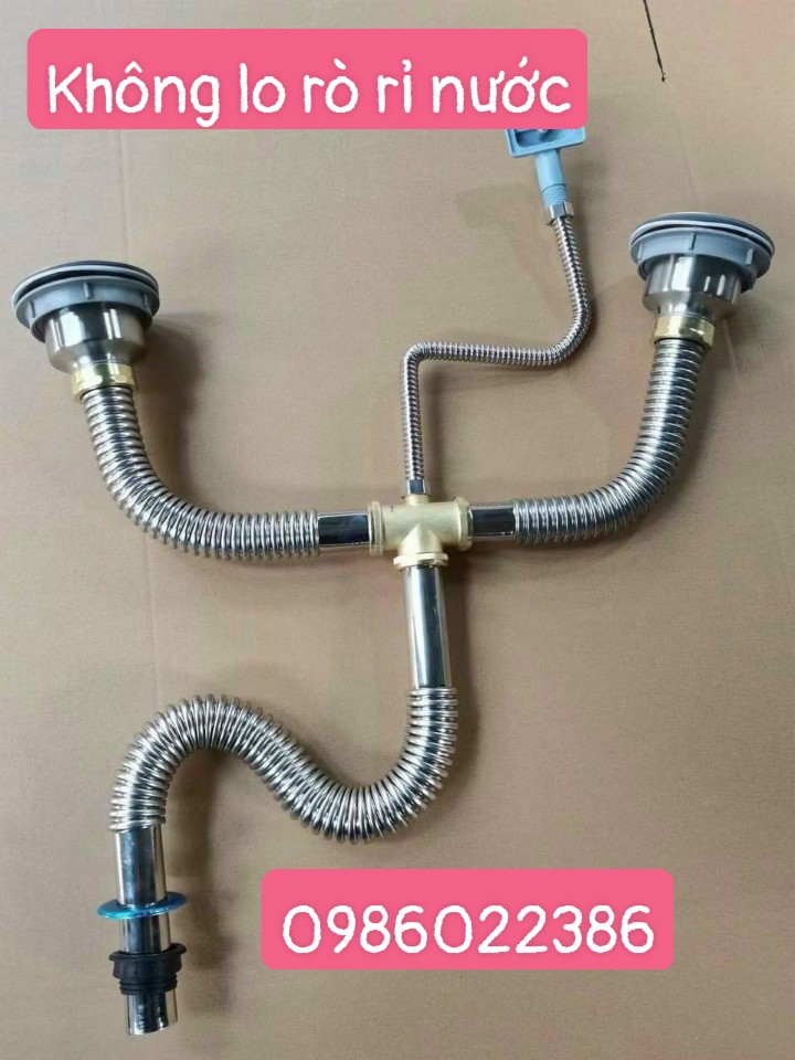 Hệ thống thoát nước nhà bếp -xi phông inox 304 , ống thoát nước bồn rửa chén inox 110mm - nhà phân phối tuấn lợi