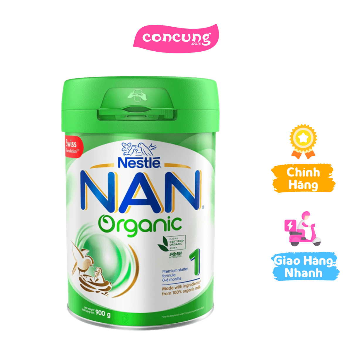 Nestle NAN Organic 1, 0 - 6 tháng, 900g