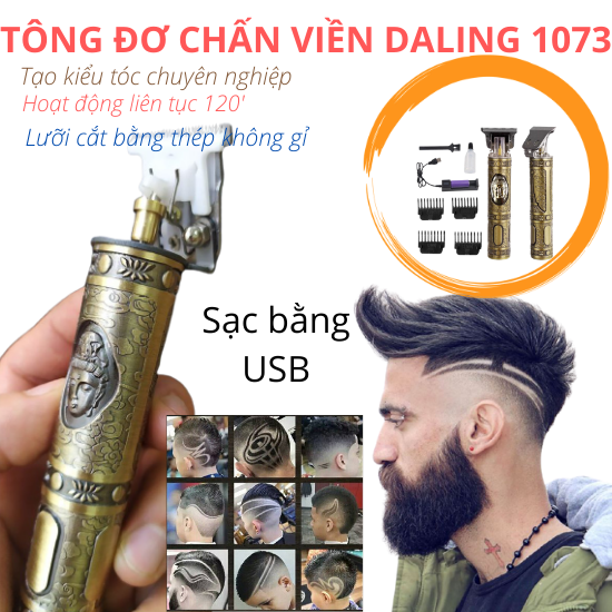 Tông đơ chấn viền Daling 1073 - tông đơ chấn viền - Tông đơ tạo kiểu tóc chuyên nghiệp - Tông đơ chấn viền cạo râu - Tông đơ không dây sạc băng USB