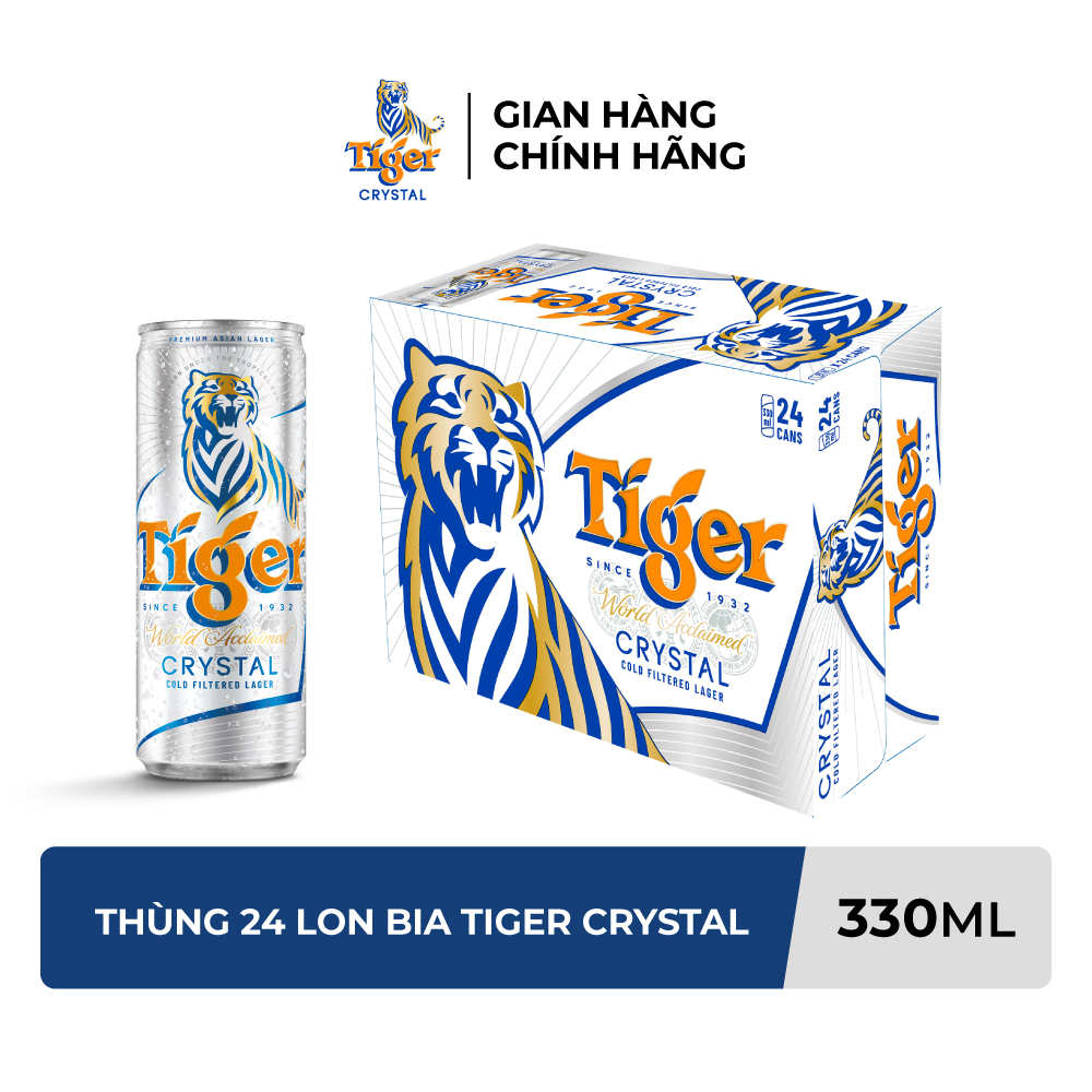 Thùng 24 lon bia Tiger Crystal 330ml/lon