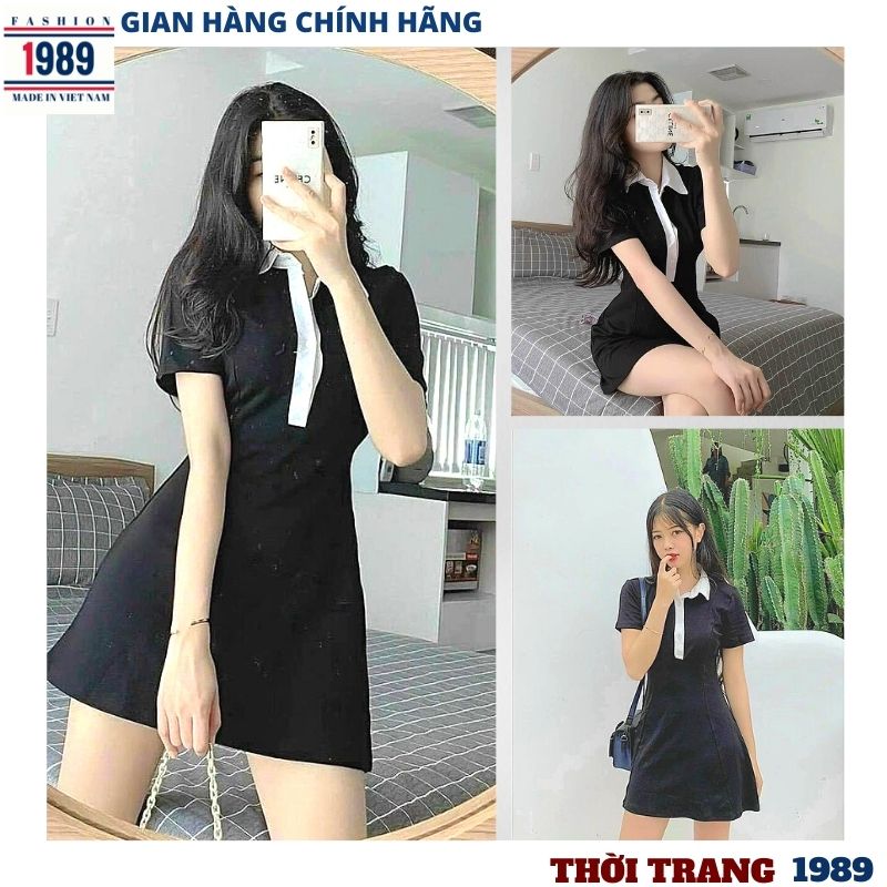 đầm nữ cổ đức polo -kiểu dáng hàn quốc VH55 chất cottong mềm mịn đẹp mặc tôn dáng siêu xinh váy nữ sét hàn quốc ,đi làm đi học đi chơi đều rất phù hợp ,thời trang 1989