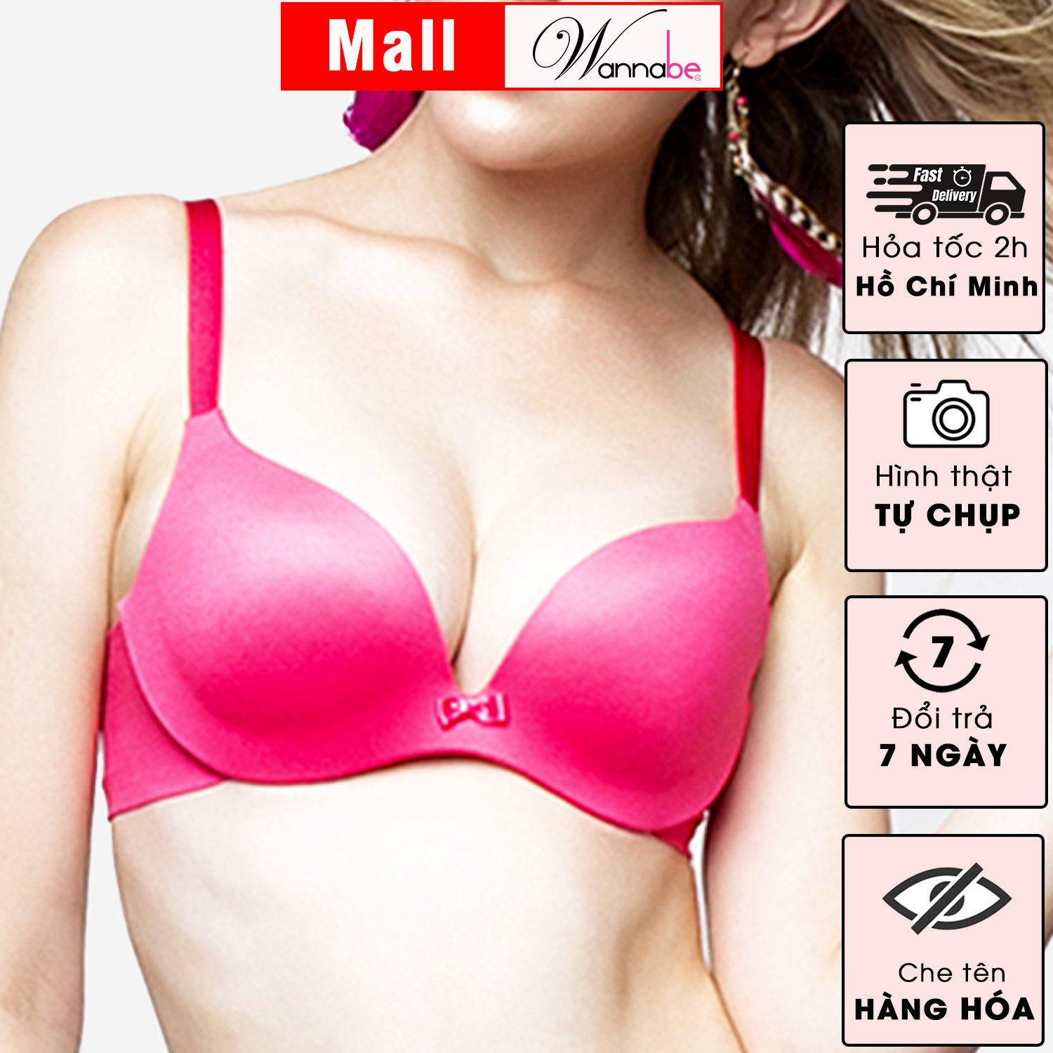 Áo ngực WANNABE AN801 áo chíp mút dày gọng đúc chìm không gây cấn, không hằn, không đau, chăm sóc ngực