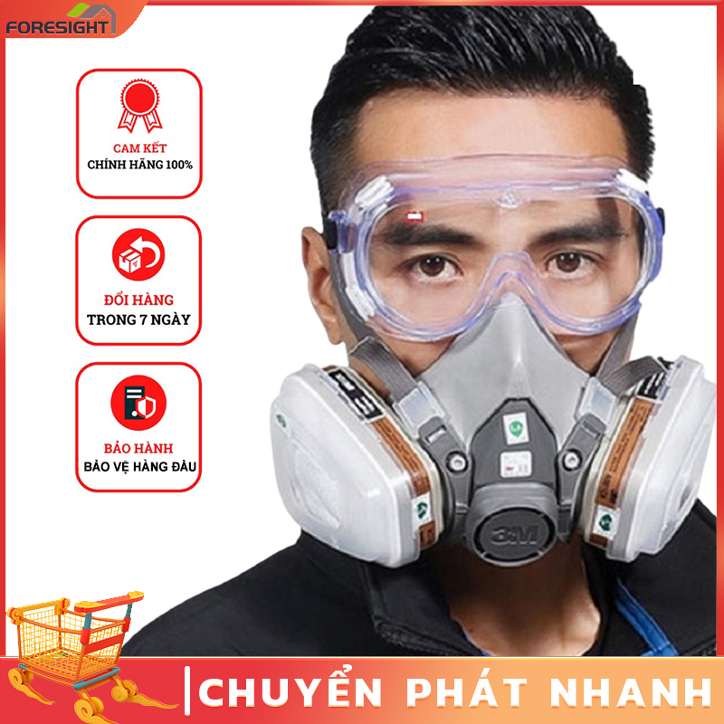 Mặt nạ phòng độc 6200 kèm KÍNH chống khói hỏa hoạn cháy nổ chống độc khẩu trang phòng độc khẩu trang
