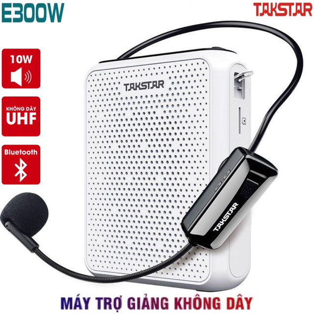 Mua loa - máy trợ giảng loại nào tốt - giá rẻ - chất lượng, máy trợ giảng không dây takstar e300w uhf cao cấp kèm micro không dây kết nối bluetooth, thu phát sóng cực xa, pin lâu, giọng nói to rõ ràng - loa không rè