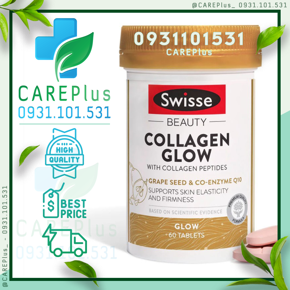 60 viên - Swisse Beauty Collagen Glow With Collagen Peptides 60 Tablets