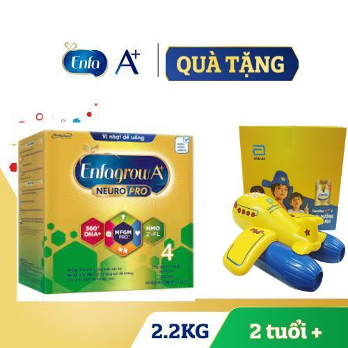 Tặng đồ chơi máy bay sữa bột enfagrow a+ neuropro 4 vị nhạt thanh mát với dưỡng chất dha & mfgm – 2.2kg