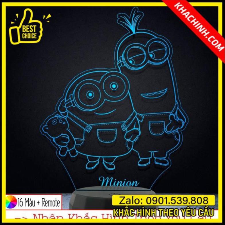 Đèn Led 3D MINION - 16 màu - điều khiển từ xa – Qùa Tặng Độc Đáo, Trang Trí,Để Bàn,Phòng Ngủ, Thiết Kế Khắc theo yêu cầu - Nhận làm Đèn THEO YÊU CẦU