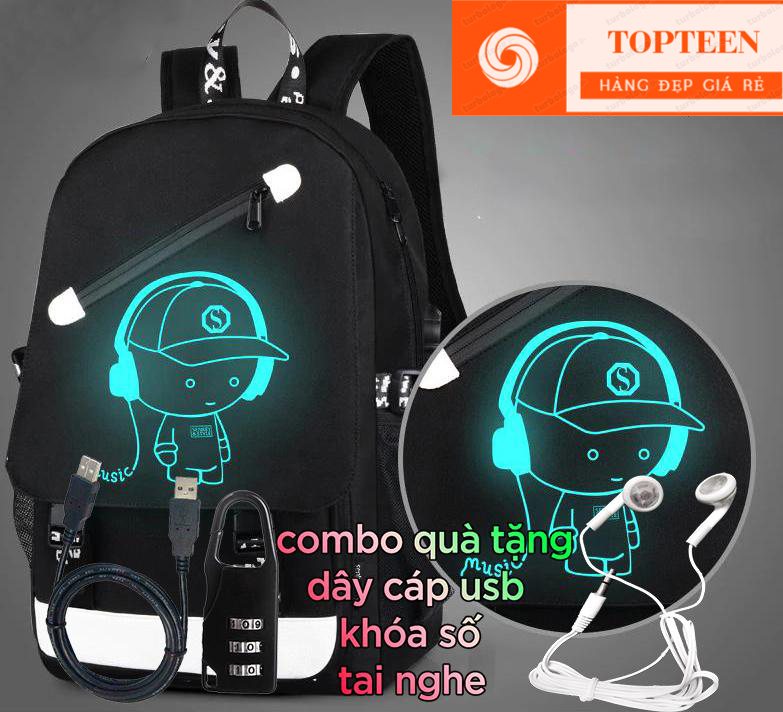 balo đi học thời trang hàn quốc , balo nam , balo nữ đi học (tặng kèm tai nghe+cáp sạc dự phòng+khóa)