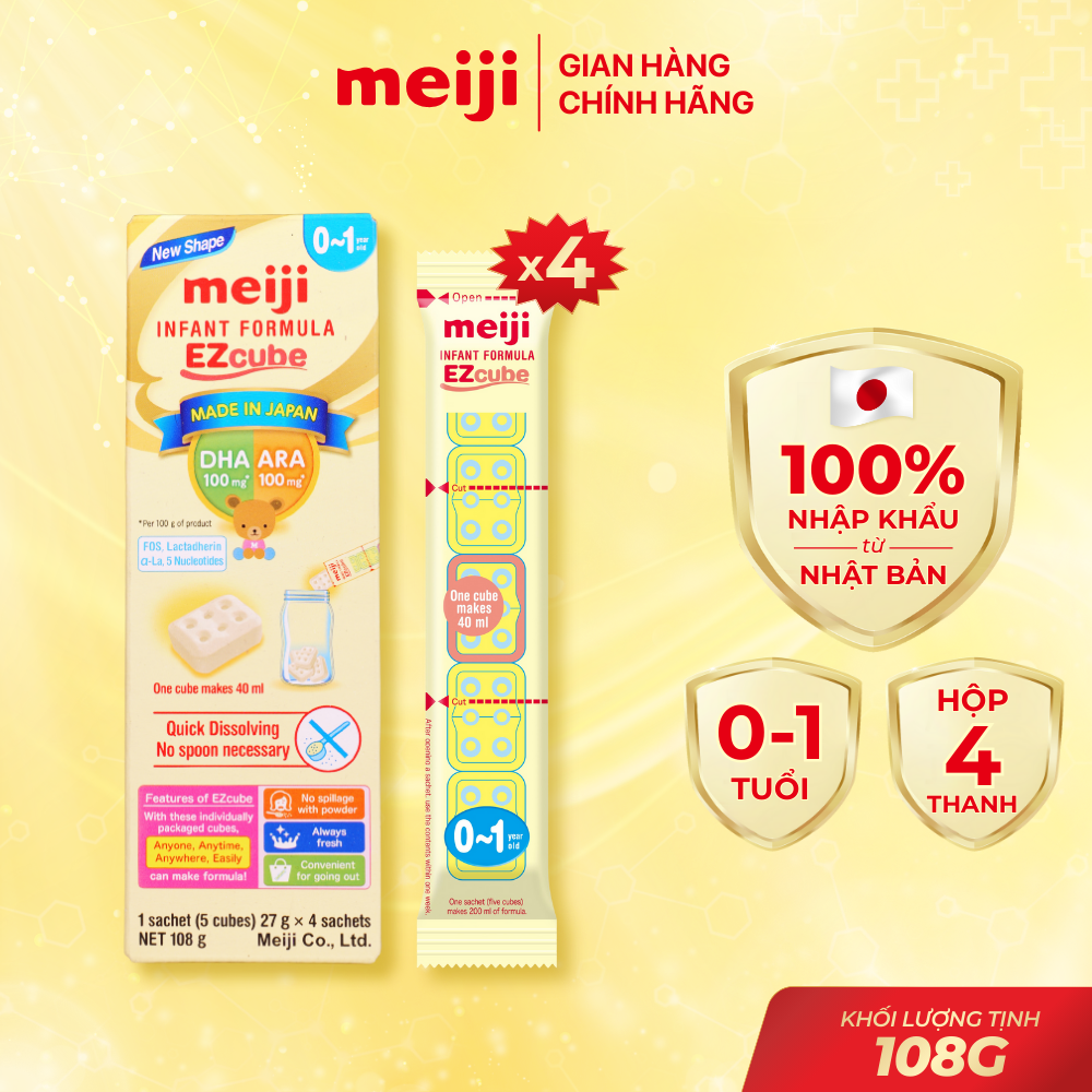 Sản Phẩm Dinh Dưỡng Công Thức Meiji Infant Formula EZcube - Nhập khẩu chính hãng (108g)
