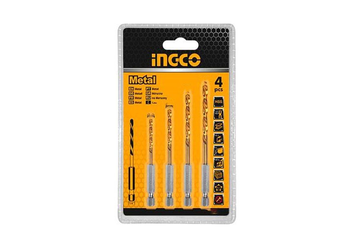 Bộ 4 mũi khoan kim loại hss ingco akd1402