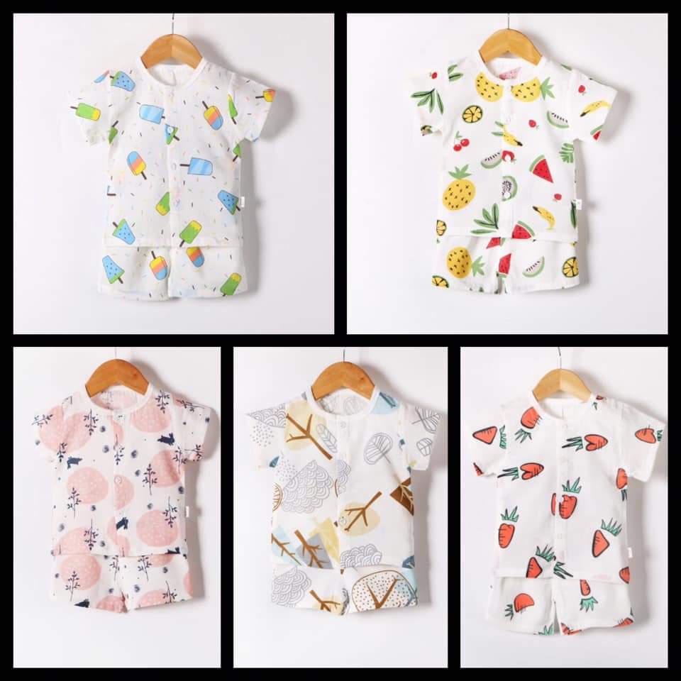 Com bo 3 bộ đồ cotton giấy mềm mịn cho bé trai , bé gái