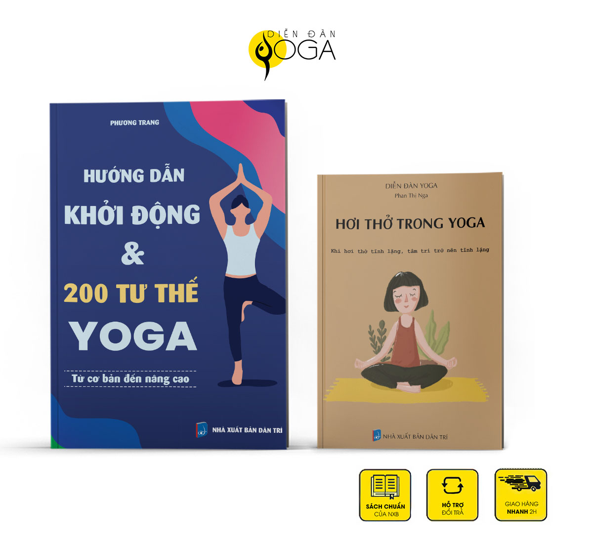 Combo sách tập yoga cơ bản: Hướng dẫn khởi động và 200 tư thế yoga + Hơi thở trong yoga