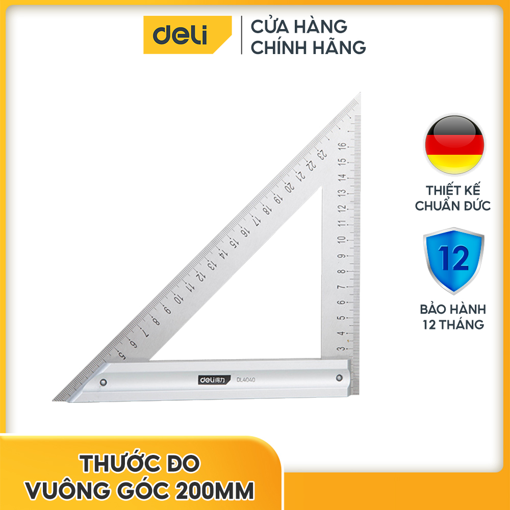 Thước đo góc vuông 200mm dl4040 hiệu deli