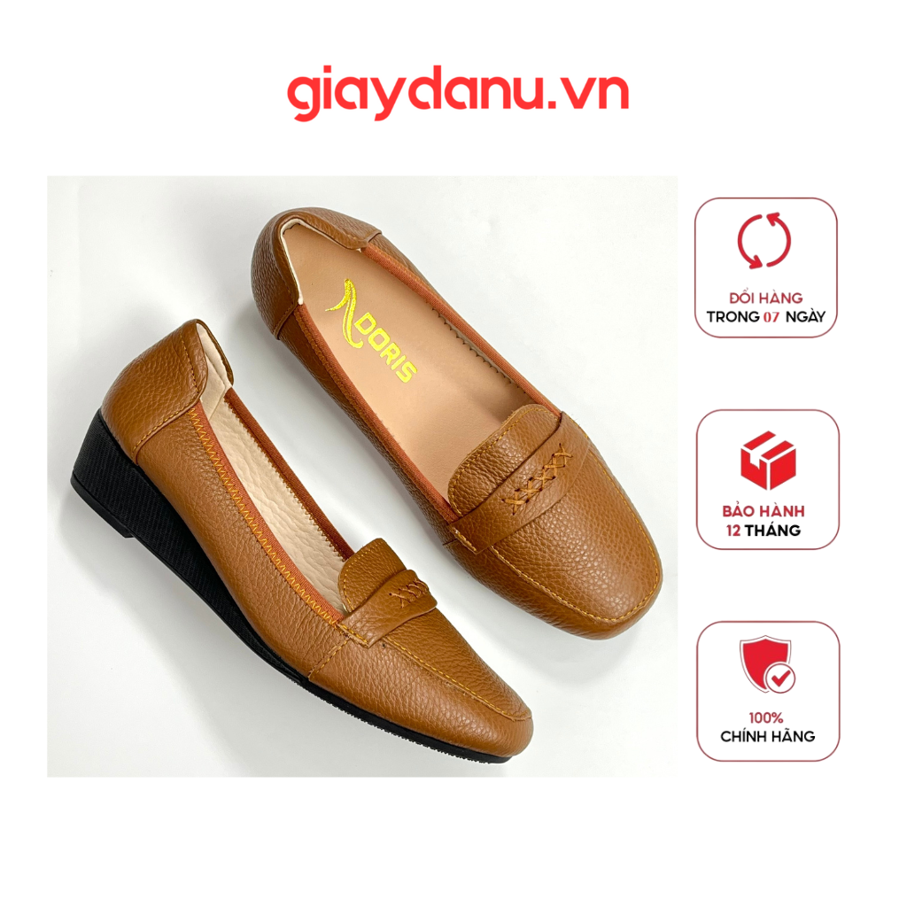 Giày mọi ngôi sao đế bệt da thật 3cm dr0301 - size chuẩn- có bảo hành