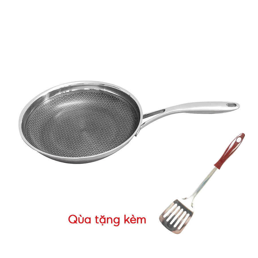 Chảo chống dính đáy từ 3 lớp đúc liền inox 304 cao cấp KIMS COOK ( 20cm ) , Blackcube cào không xước , siêu bền , tặng 1 sạn inox