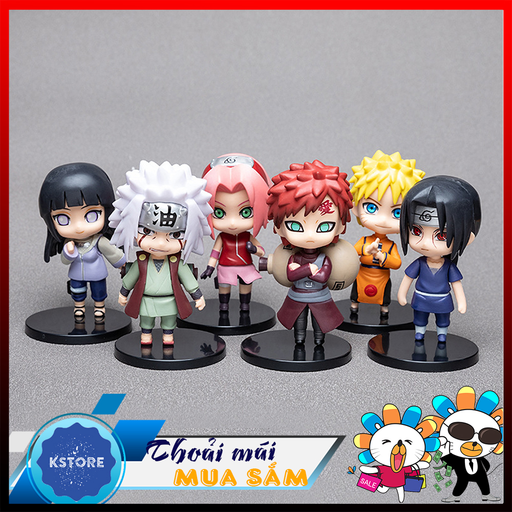 Bộ 6 mô hình Action figure nhân vật Naruto & friends đế đen có thể chỉnh khớp tay và cổ - Mô hình giá rẻ - mô hình one piece -Mô hình naruto - KStore