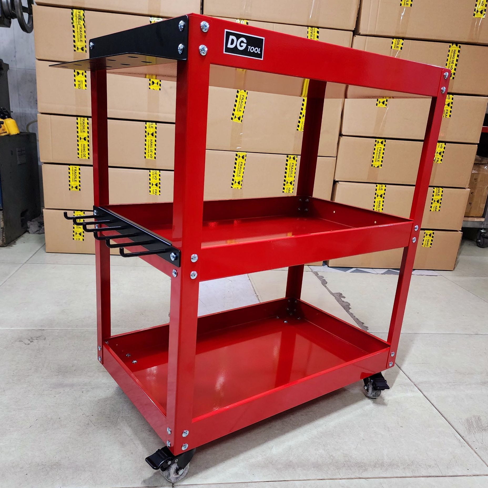 Xe đẩy dụng cụ đồ nghề 3 tầng sơn tĩnh điện dg tool