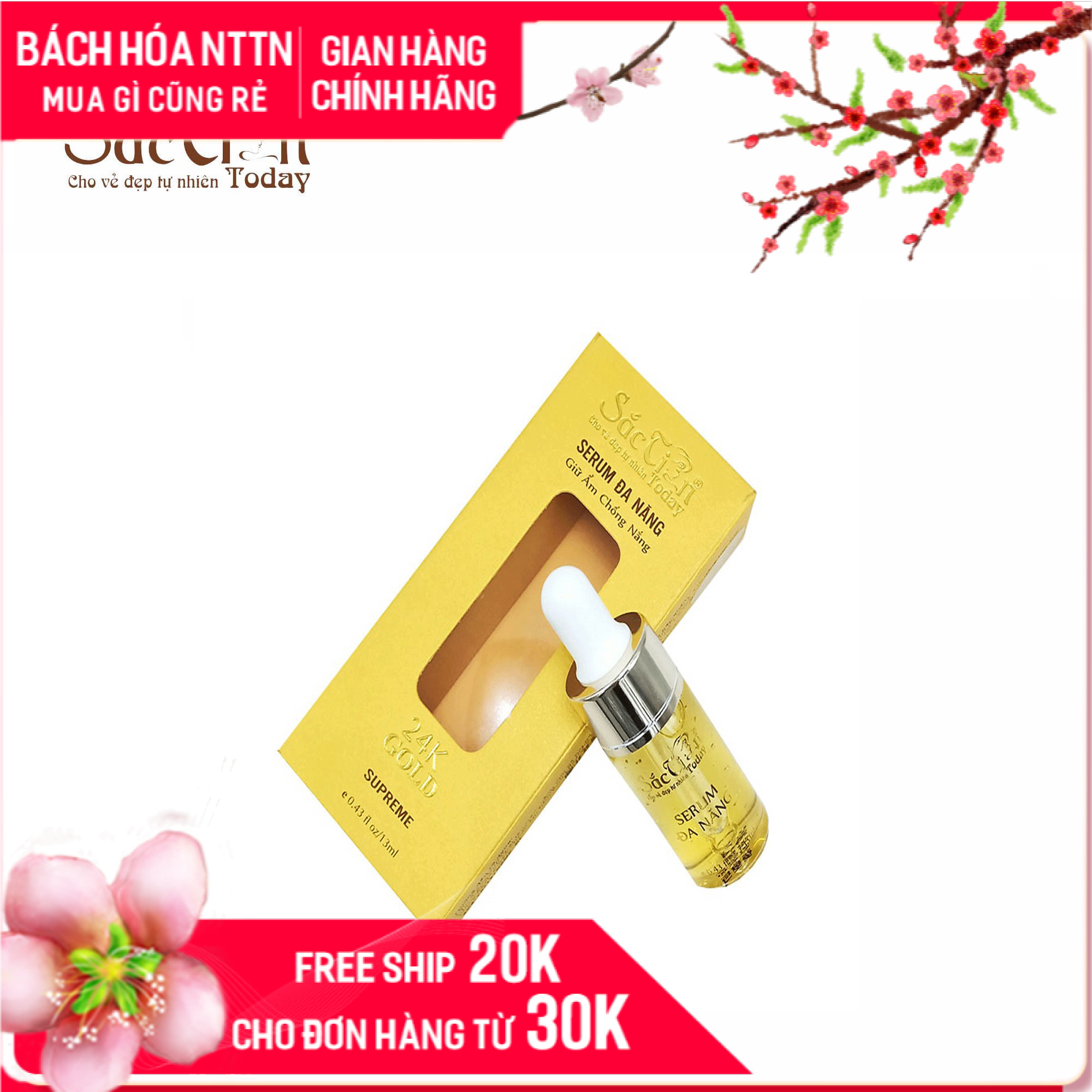 Serum đa năng Sắc Tiên Today Vip chứa tinh chất vàng 24k nâng cơ trẻ hóa ngăn ngừa nám, mụn