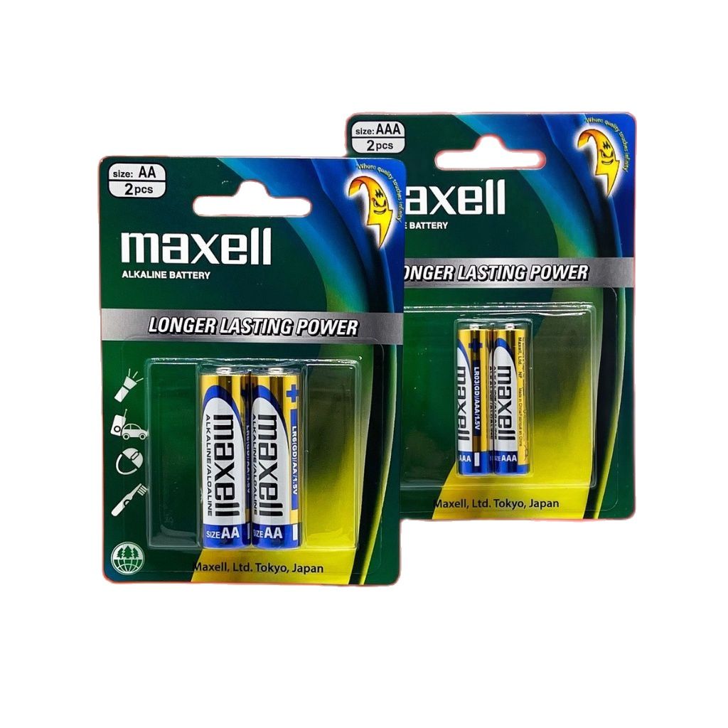 Vỉ 2 viên pin aa - aaa maxell alkaline - chính hãng
