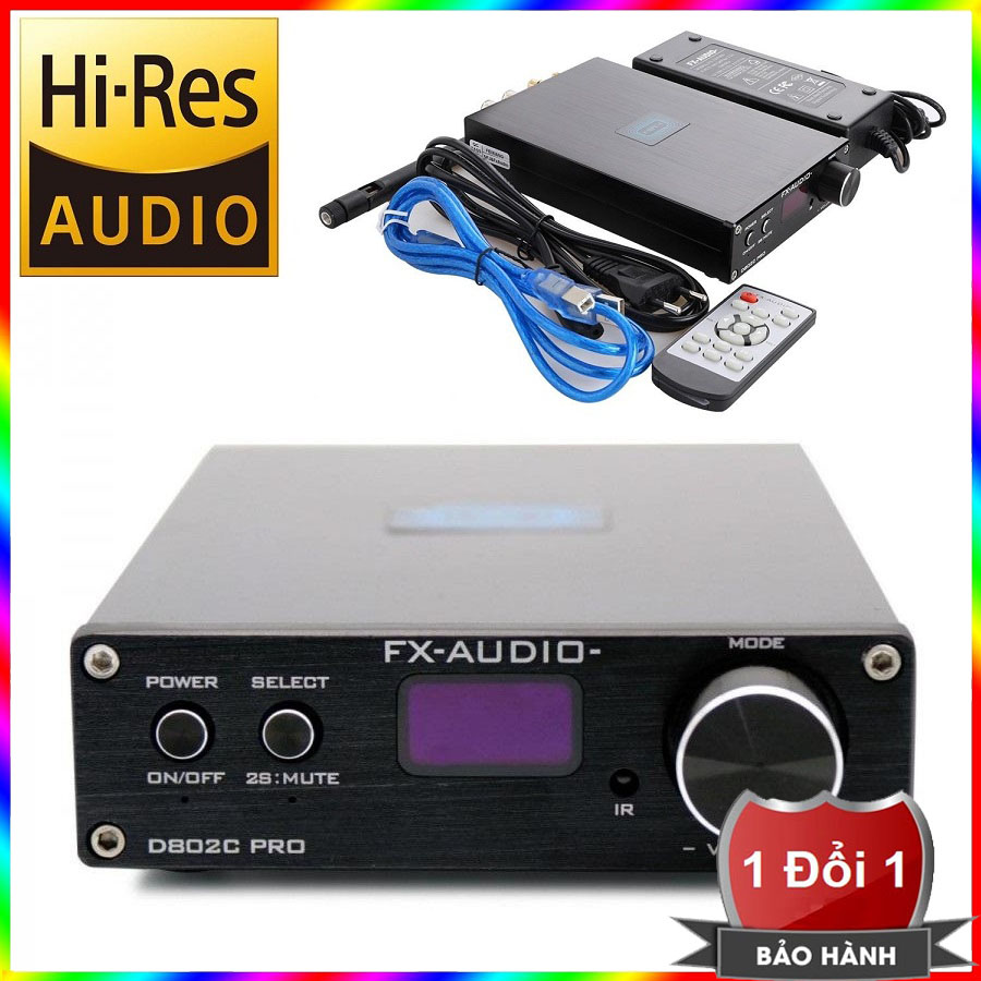 Dac & ampli cao cấp fx audio d802c pro 80w*2 24bit/192khz bluetooth 4.2 + điều kiển + quà tặng