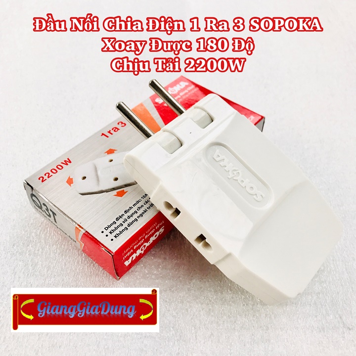 [HCM]Ổ Chia Điện 1 Ra 3 - Đầu Nối Chia Điện 1 Ra 3 Cổng Thông Minh Xoay 180 Độ SOPOKA Q3T Chịu Tải 2200W