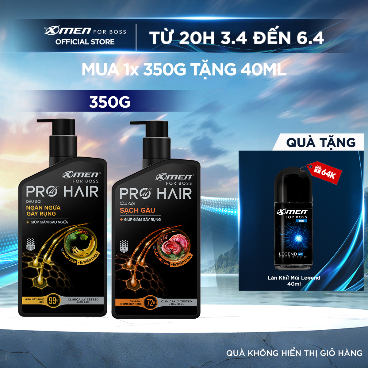 MỚI-Dầu Gội Thảo Dược Xmen for Boss Pro Hair Ngăn Gãy Rụng/Sạch Gàu 350g/Xịt Ngăn Ngừa Rụng Tóc 100ml-Chiết Xuất NhânSâm