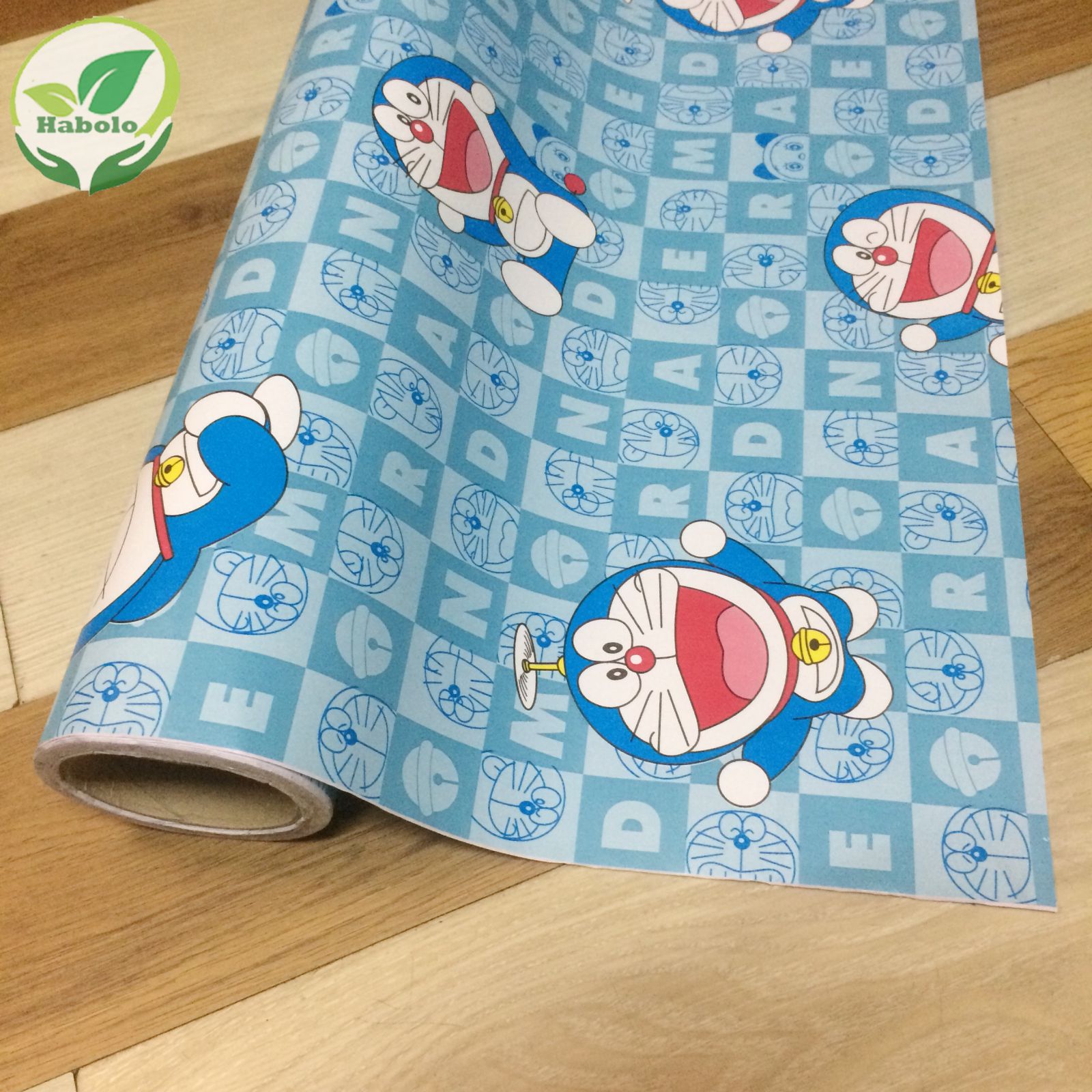 [ 50cm x khổ90cm ] Giấy dán tường doremon màu xanh siêu cute,Decal dán tường phòng ngủ phòng khách... có sẵn keo dán.