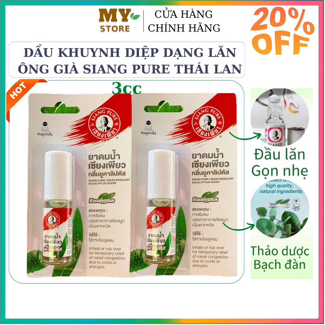 Dầu khuynh diệp dạng lăn ông già siang pure thái lan 3cc