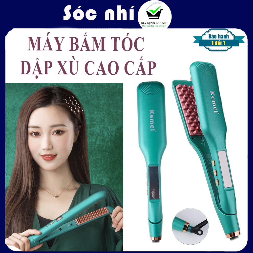 Máy bấm tóc chuyên nghiệp, Máy tạo kiểu tóc Kemei, Máy dập xù mini phiên bản mới uốn phồng chân tóc máy dập xù chỉnh nhiệt, gợn sóng xoăn, bảo vệ tóc không gây hư tổn bảo