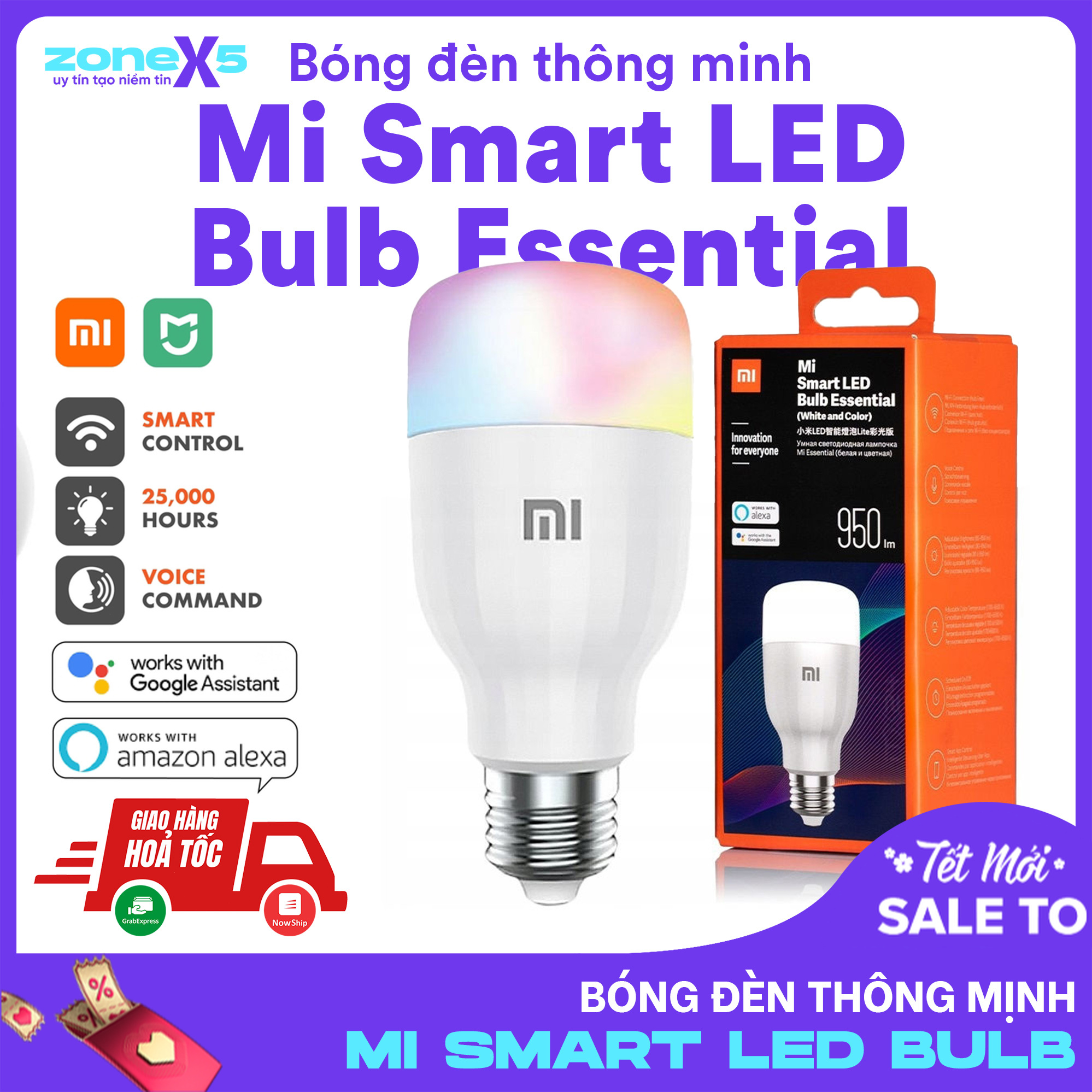 Bóng đèn thông minh Xiaomi Mi Smart LED Bulb Essential - Điều khiển bằng giọng nói