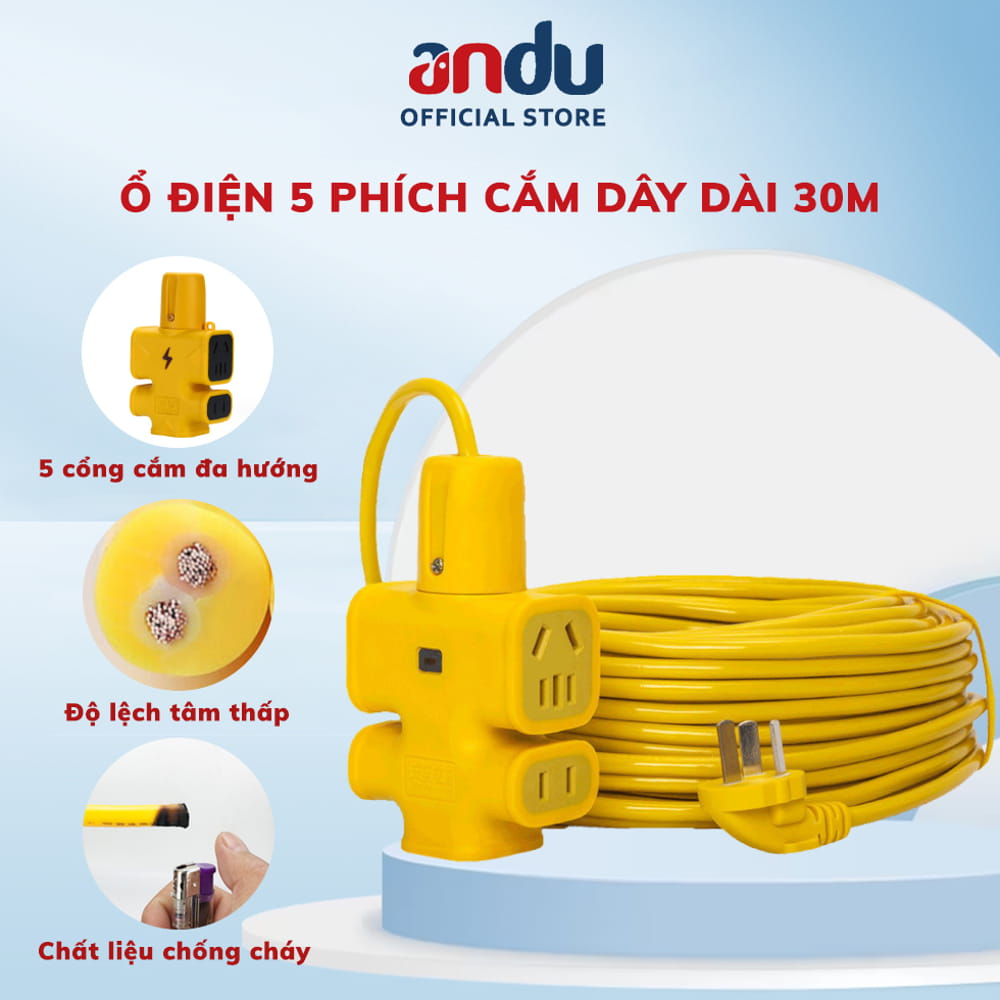 Ổ Điện Dài 30M Phích Cắm Đúc Chịu Lực Cao Đa Năng Tiện Lợi Dài 30m Chống Cháy Nổ Và Chống Giật