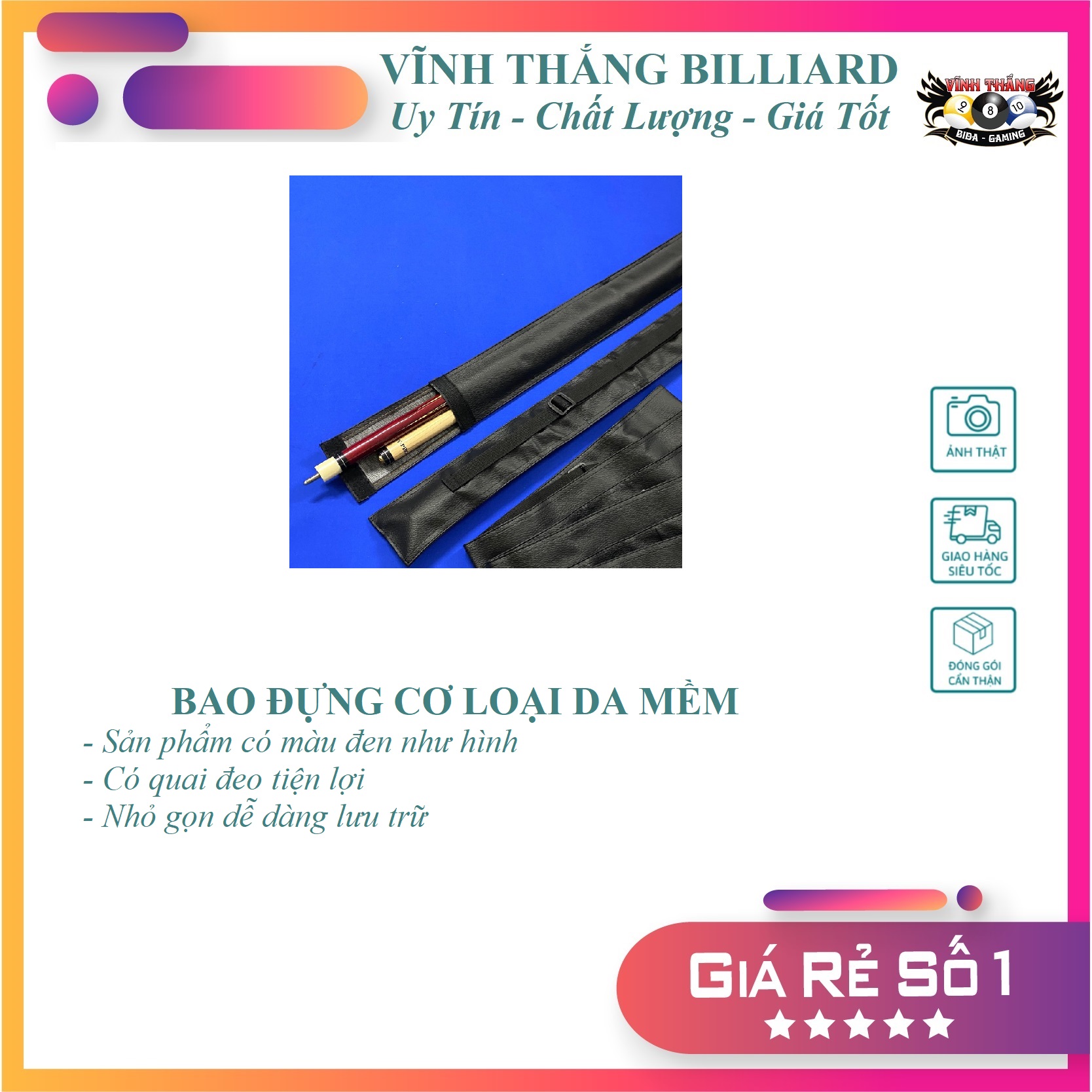 Bao Đựng Cơ Bida (Bao Đựng Gậy Bi A) Loại Da Mềm - Dễ Dàng Bảo Quản Và Lưu Trữ