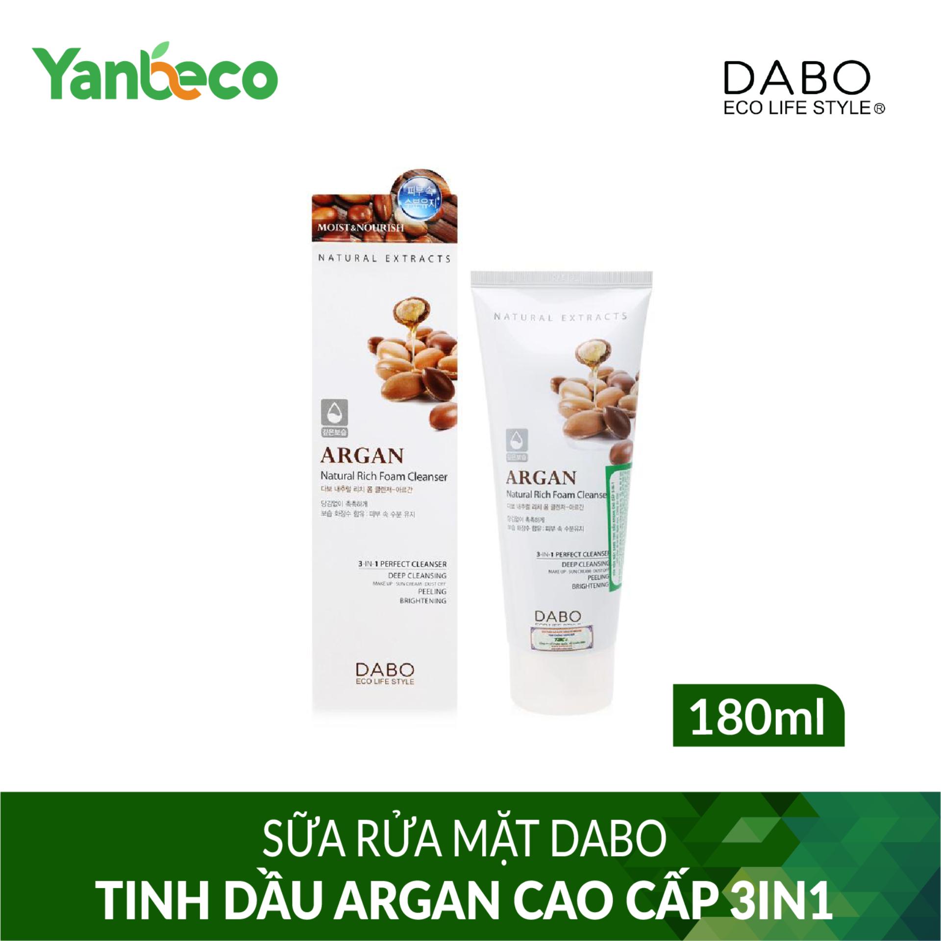 Sữa rửa mặt dabo tinh dầu argan cao cấp 3in1 180ml