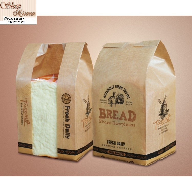 Combo 50 túi đựng bánh mì hoa cúc kích thước 12x9x30cm
