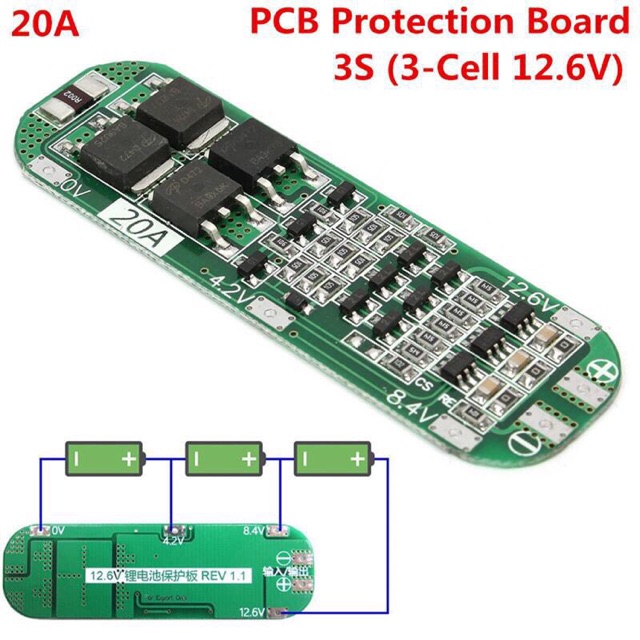 ✅Bảng mạch bảo vệ và sạc pin lion 3s 20A