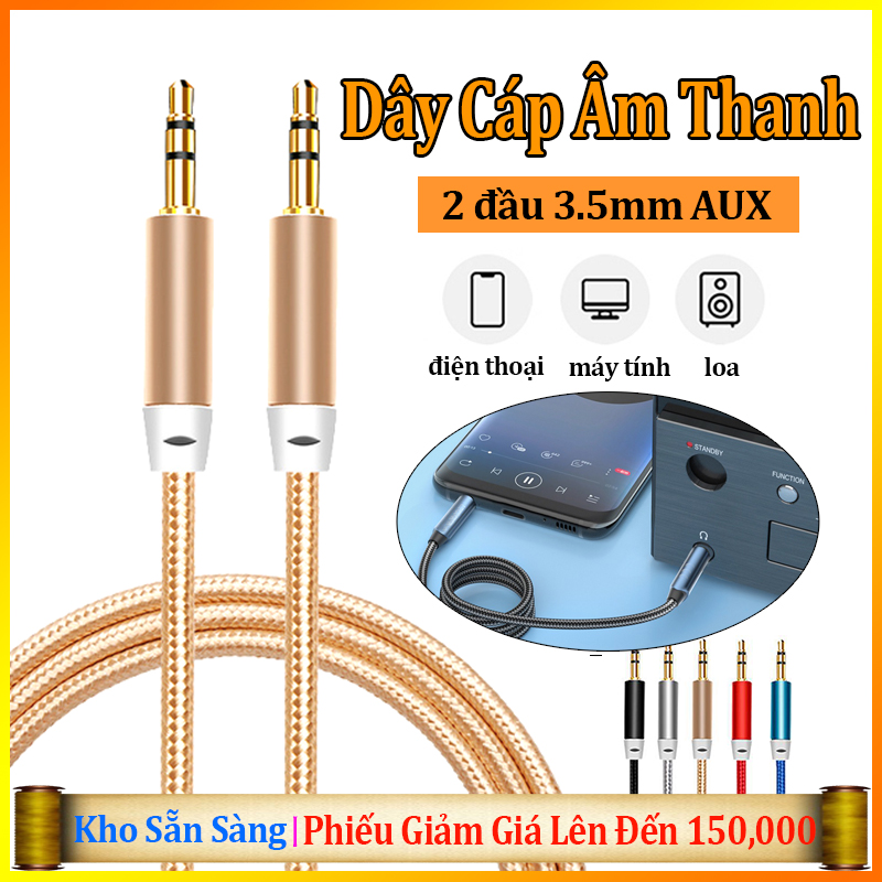 Dây Cáp Âm Thanh AUX Kết Nối Loa 2 đầu 3.5mm dành cho audio kết nối âm thanh laptop, điện thoại, loa, chân tròn