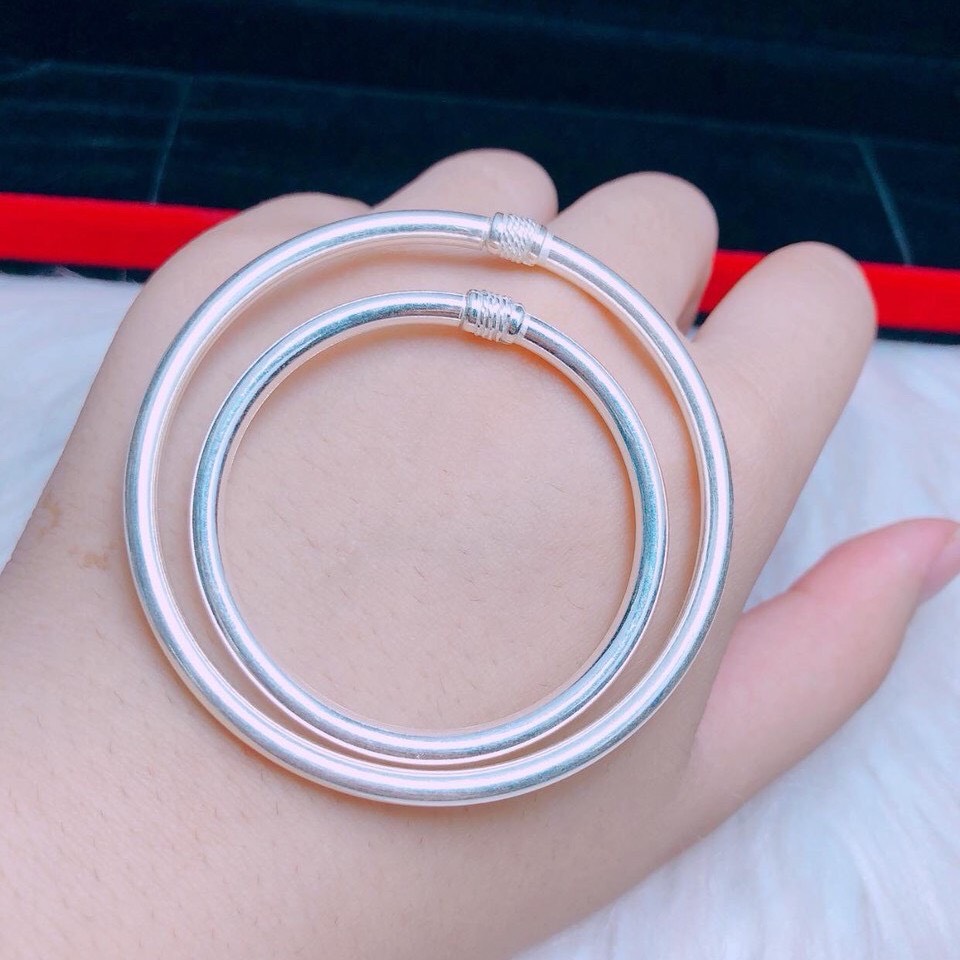 Lắc tay bạc ta mẫu trơn có 2 size cho mẹ và bé -JQN gian hàng chính hãng cam kết Bạc chuẩn Chất lượng không lo đen xỉn