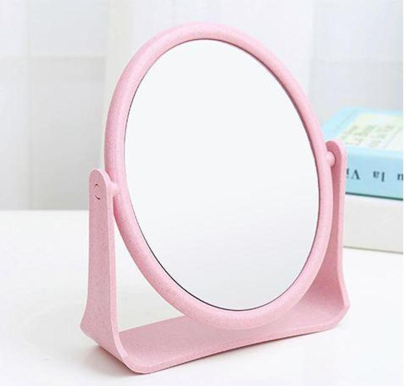 Gương để bàn hình tròn nhựa lúa mạch-Gương trang điểm để bàn lúa mạch hình tròn-Gương Lúa mạch tròn xoay 360 độ