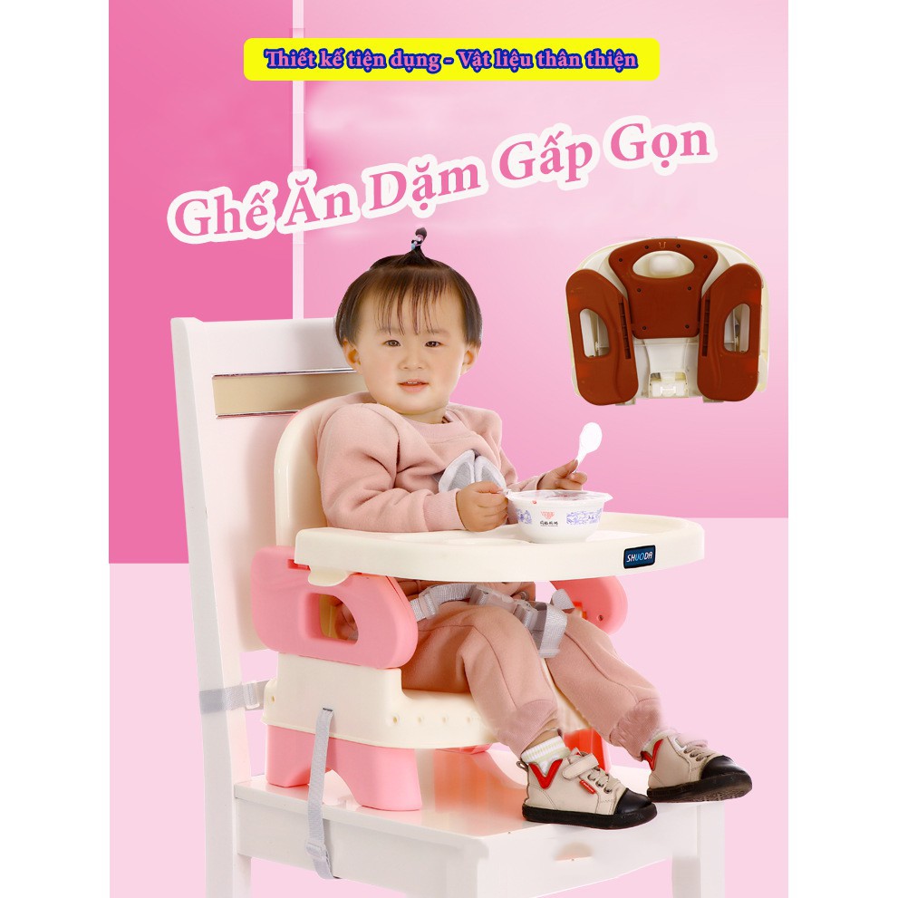 Ghế ăn dặm cho bé gấp gọn,ghế tập ăn cho bé 2 trong 1 kèm chân sắt