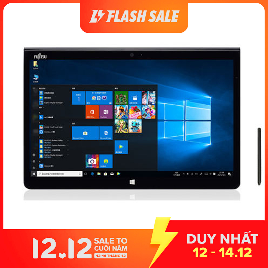 Máy tính xách tay fujitsu arrows tab q704 máy tính 2 in 1 nhật đã bao gồm bút, sạc gốc, đế dựng.
