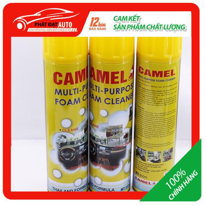 [HCM]Chai vệ sinh nội thất ô tô đa năng Dạng Bọt Camel Chai Xịt Bọt Đa Năng Vệ Sinh Ghế Da Nội Thất Ô Tô Foam Cleaner Màu Vàng