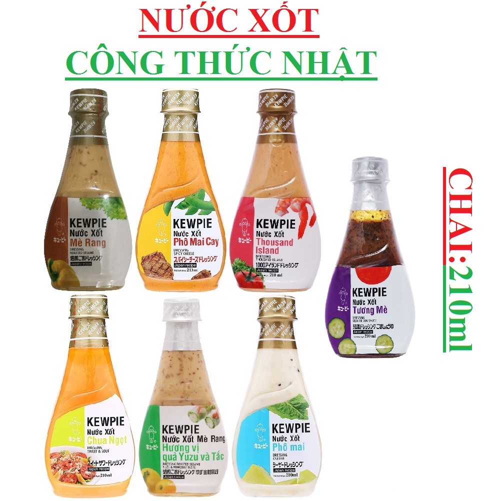 Các loại sốt chấm phô mai sợi hiệu kewpie chai 210ml